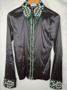 CRS Custom Creations Day Shirt Black Green Horsemanship Pleasure Horse Show West
